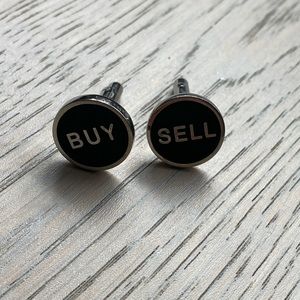Black Round Cuff Links with Text Design